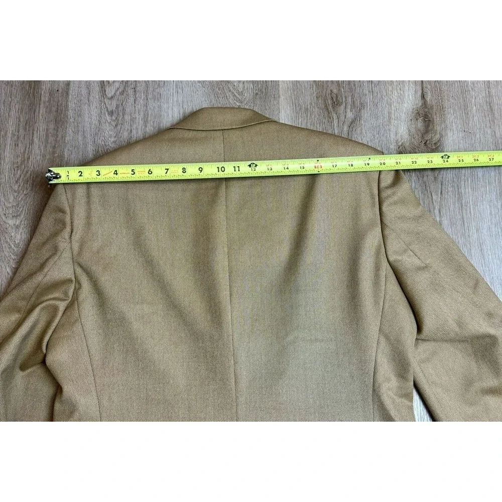 Lauren Ralph Mens Tan Herringbone Blazer Jacket Made in Canada Alpaca Sport Coat